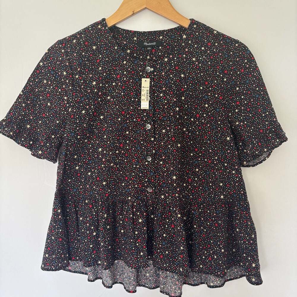 Madewell Star Print‎ Top Size S Celestial Whimsigoth Boho Cottagecore